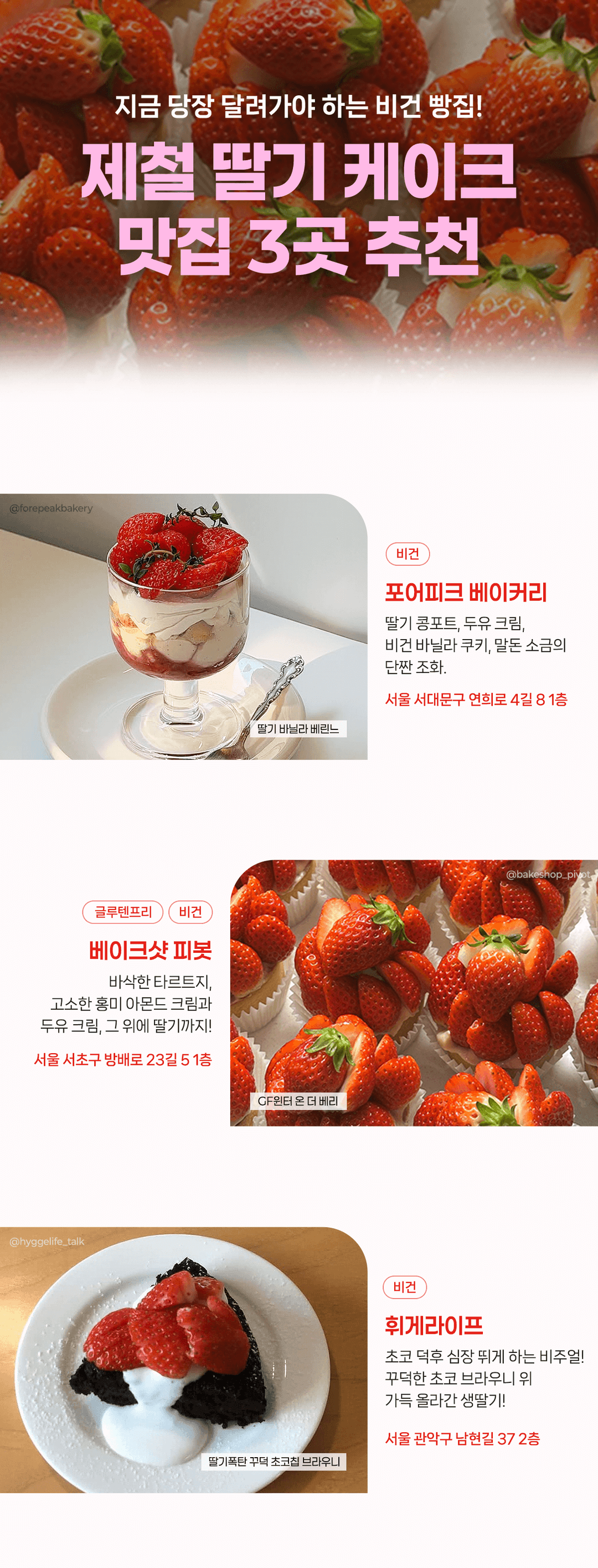 딸기의 계절 🍓 비건 딸기 케이크 맛집 3곳 추천