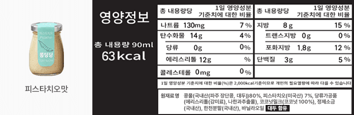 콩딩딩 피스타치오맛 영양정보